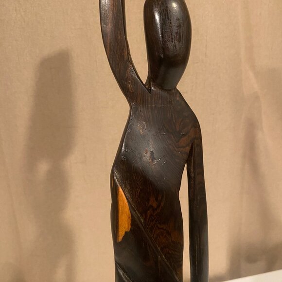 Vintage African Sese Wood Sculpture | "Thinking Shadow" by Rita Addo Zakour | 19 - Picture 6 of 6